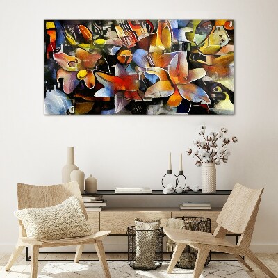 Floral abstraction in intense colors Glass Wall Art