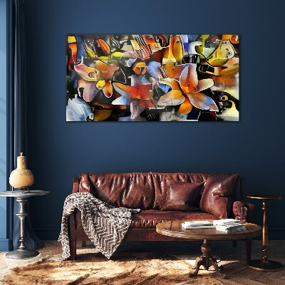 Floral abstraction in intense colors Glass Wall Art