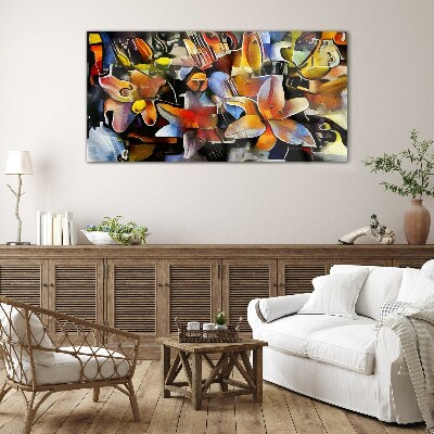 Floral abstraction in intense colors Glass Wall Art