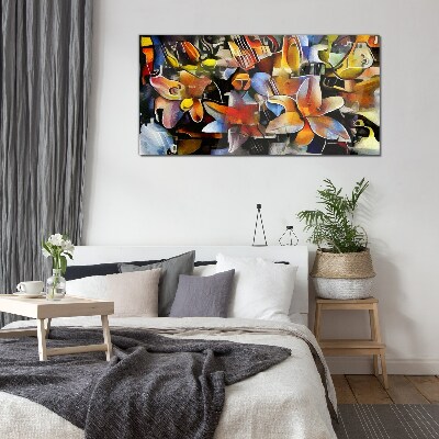 Floral abstraction in intense colors Glass Wall Art