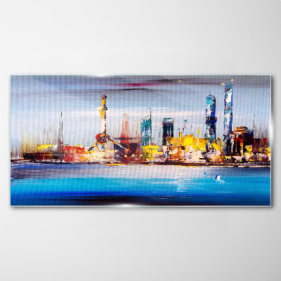 Modern cityscape panorama Glass Wall Art