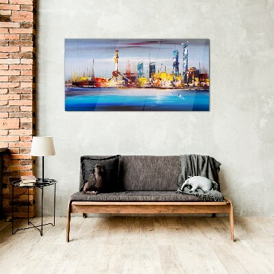 Modern cityscape panorama Glass Wall Art