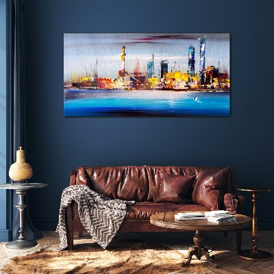 Modern cityscape panorama Glass Wall Art