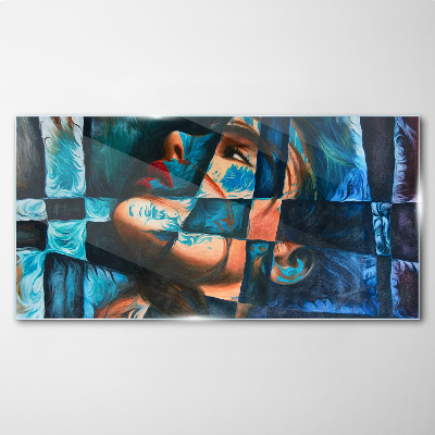 Women abstraction Glass Print