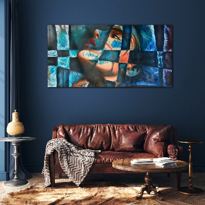 Women abstraction Glass Print