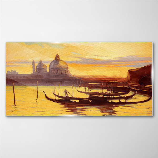 The Golden Waters of Venice Glass Print