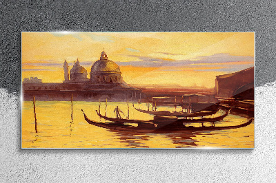 The Golden Waters of Venice Glass Print