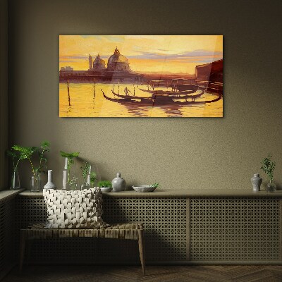 The Golden Waters of Venice Glass Print