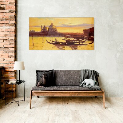 The Golden Waters of Venice Glass Print