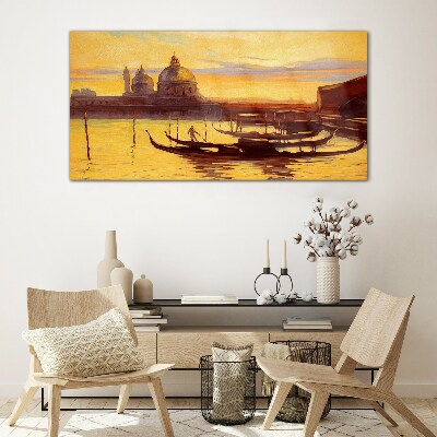 The Golden Waters of Venice Glass Print