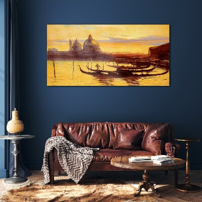 The Golden Waters of Venice Glass Print