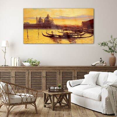 The Golden Waters of Venice Glass Print