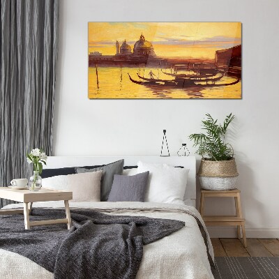 The Golden Waters of Venice Glass Print