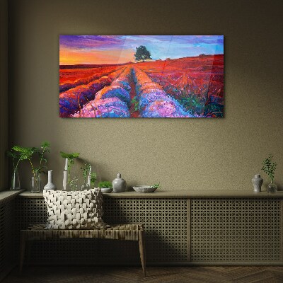 Flowers tree sky Glass Print