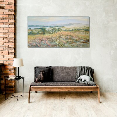 Summer field landscape Glass Print