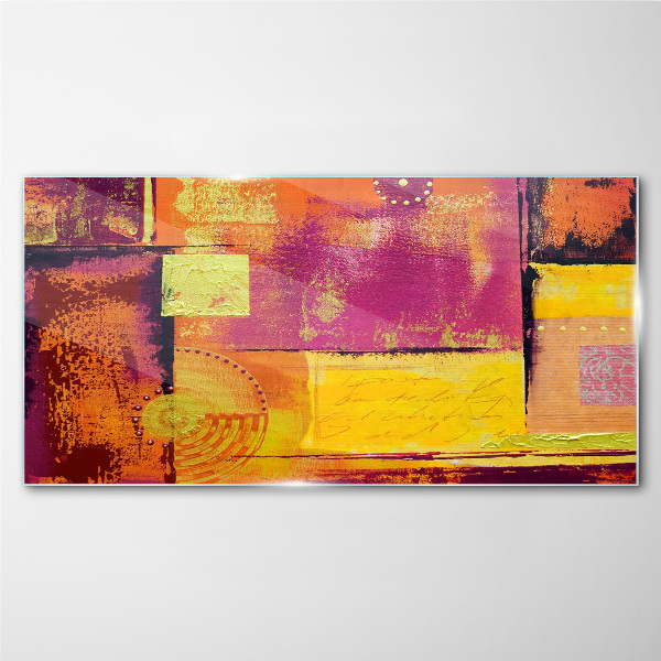 Colorful abstract compositions Glass Print