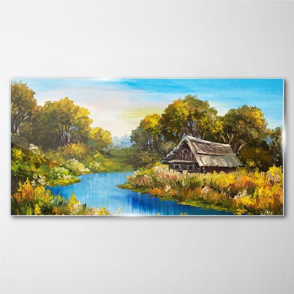 Peaceful rural landscape in summer Glass Print