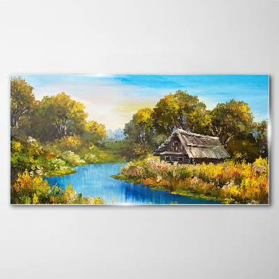 Peaceful rural landscape in summer Glass Print