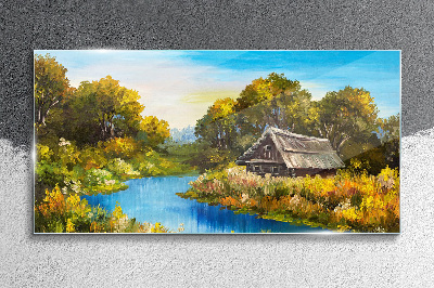 Peaceful rural landscape in summer Glass Print