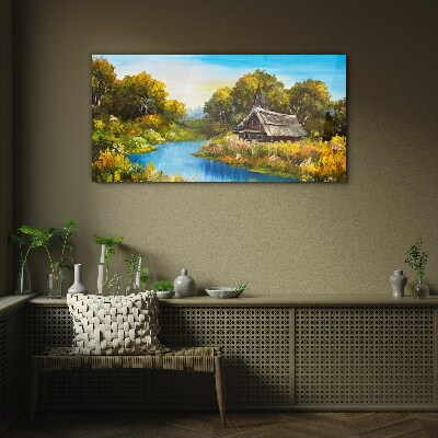 Peaceful rural landscape in summer Glass Print