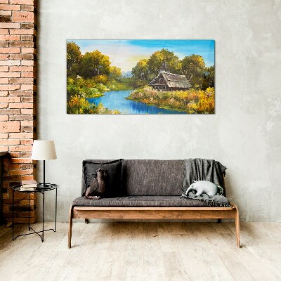 Peaceful rural landscape in summer Glass Print