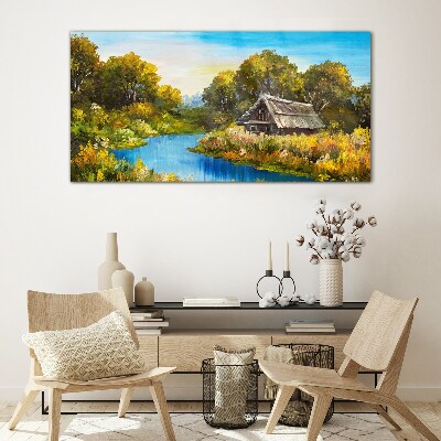 Peaceful rural landscape in summer Glass Print