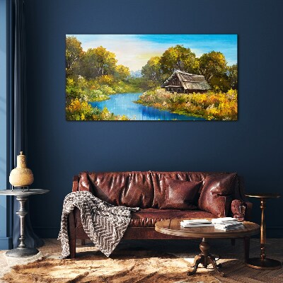 Peaceful rural landscape in summer Glass Print