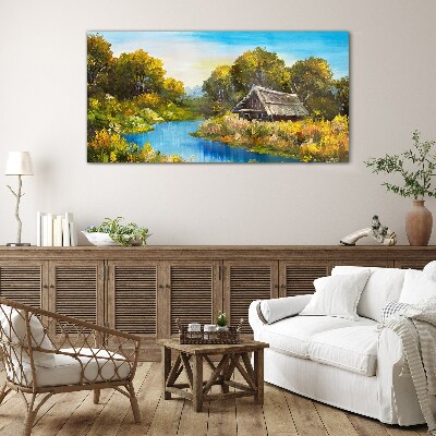 Peaceful rural landscape in summer Glass Print