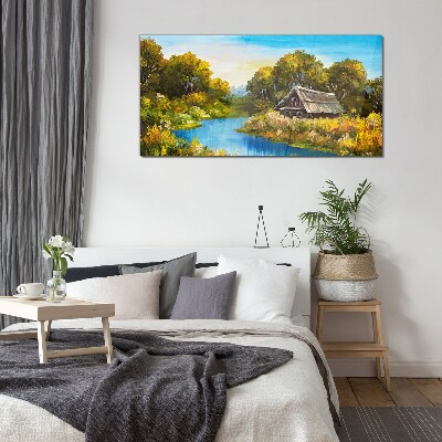 Peaceful rural landscape in summer Glass Print