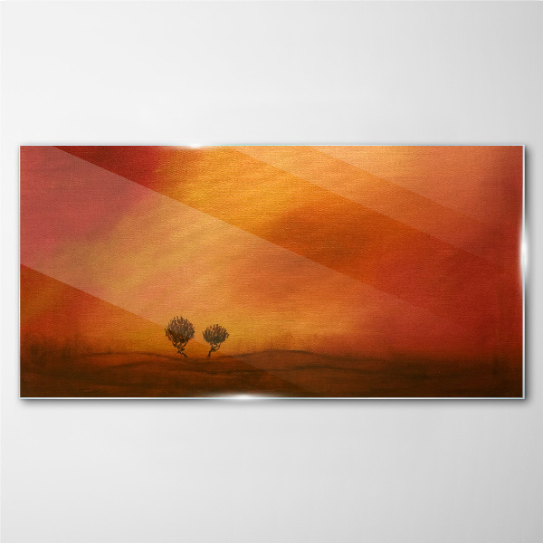 Sunset over the horizon Glass Wall Art