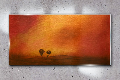 Sunset over the horizon Glass Wall Art