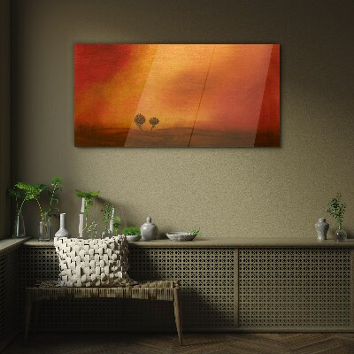 Sunset over the horizon Glass Wall Art