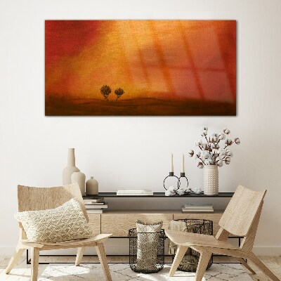 Sunset over the horizon Glass Wall Art