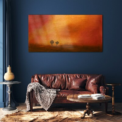 Sunset over the horizon Glass Wall Art