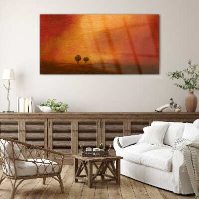 Sunset over the horizon Glass Wall Art