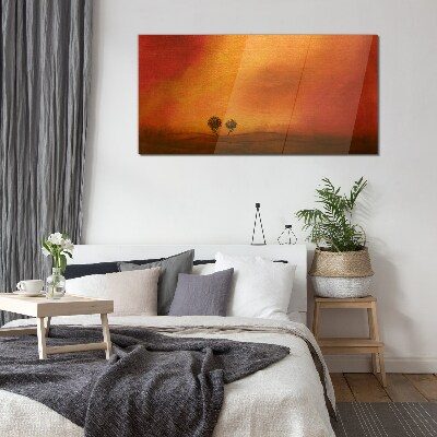 Sunset over the horizon Glass Wall Art