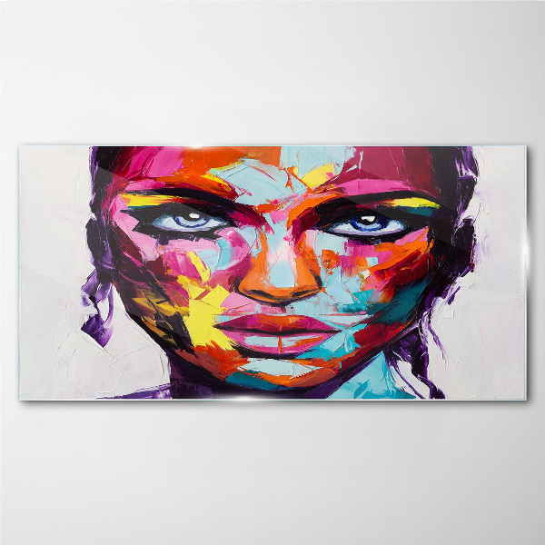 Colorful portrait of a woman Glass Wall Art