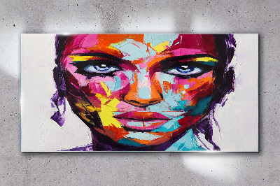Colorful portrait of a woman Glass Wall Art