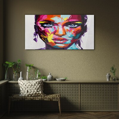 Colorful portrait of a woman Glass Wall Art