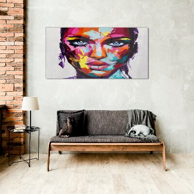 Colorful portrait of a woman Glass Wall Art