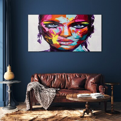 Colorful portrait of a woman Glass Wall Art