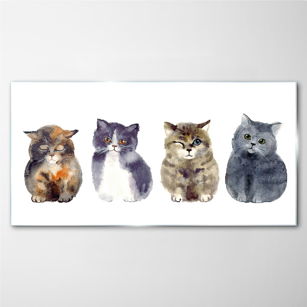 Watercolor cat portraits Glass Wall Art
