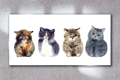 Watercolor cat portraits Glass Wall Art