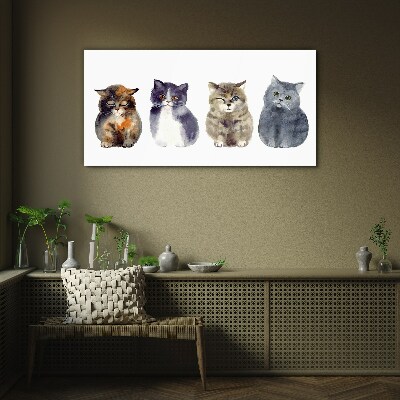 Watercolor cat portraits Glass Wall Art