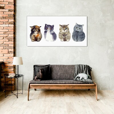 Pets cats watercolor Glass Wall Art