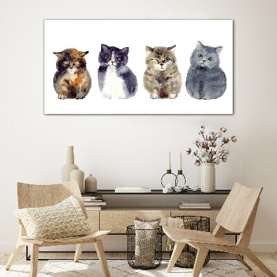 Watercolor cat portraits Glass Wall Art