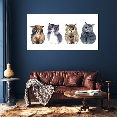 Watercolor cat portraits Glass Wall Art