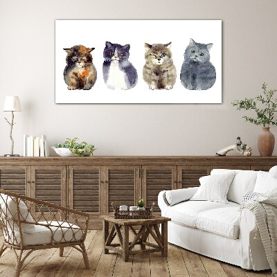 Watercolor cat portraits Glass Wall Art