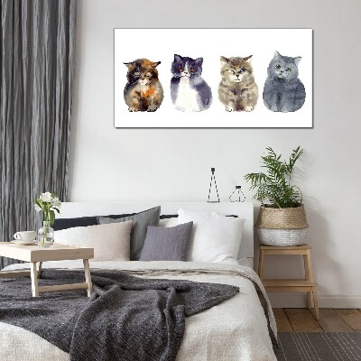 Watercolor cat portraits Glass Wall Art