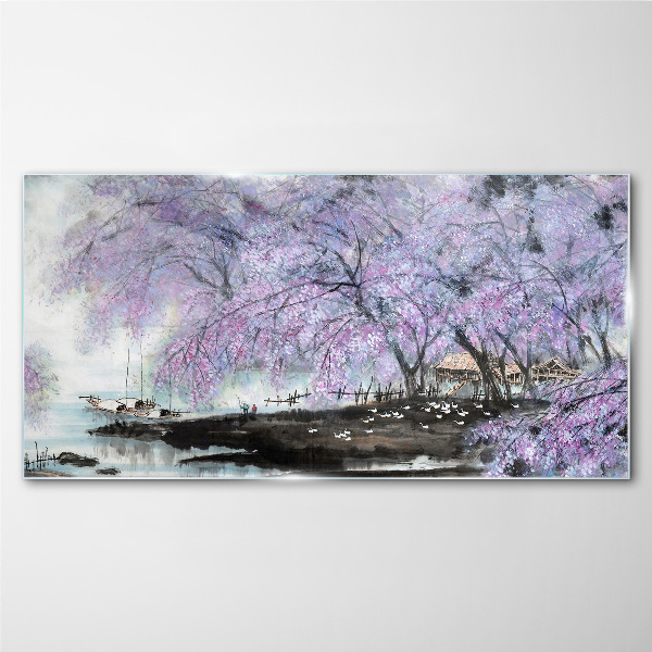 Spring blooming Glass Wall Art